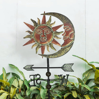 Gartendeko Solar LED Sonne Mond Gartenfigur Outdoor 100CM