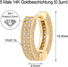 Hypoallergenic Zirkonia Ohrringe 14K Gold Vergoldet 5A CZ