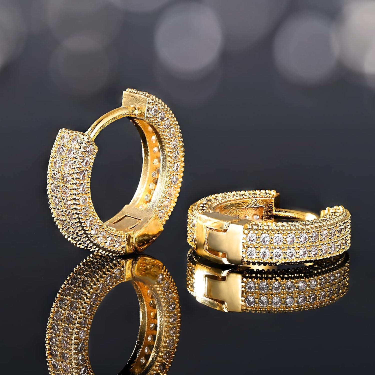VEXXS Hypoallergenic Zirkonia Ohrringe 14K Gold Vergoldet 5A CZ Steine