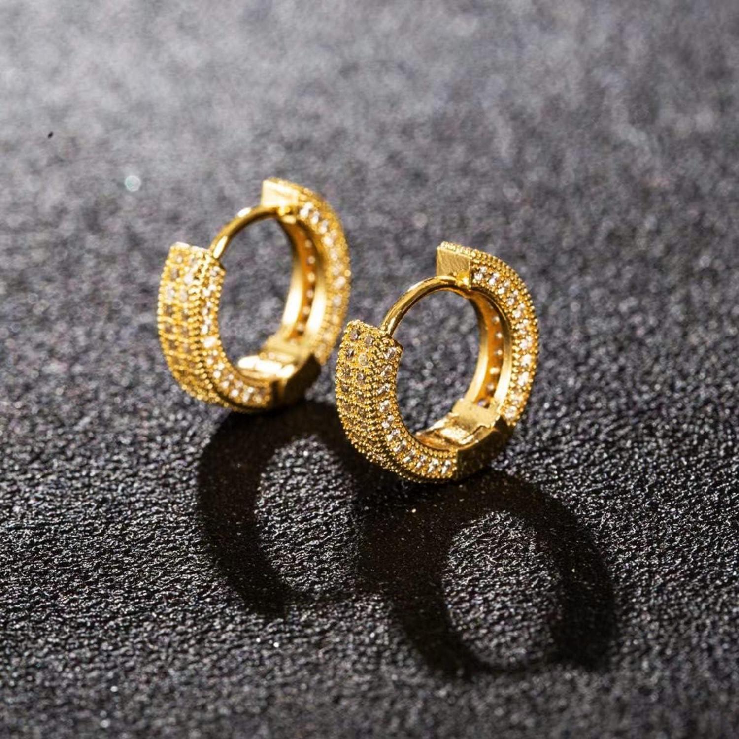 VEXXS Ohrringe 14K Gold Vergoldet Zirkonia 5A CZ Steine Herren Damen Mädchen