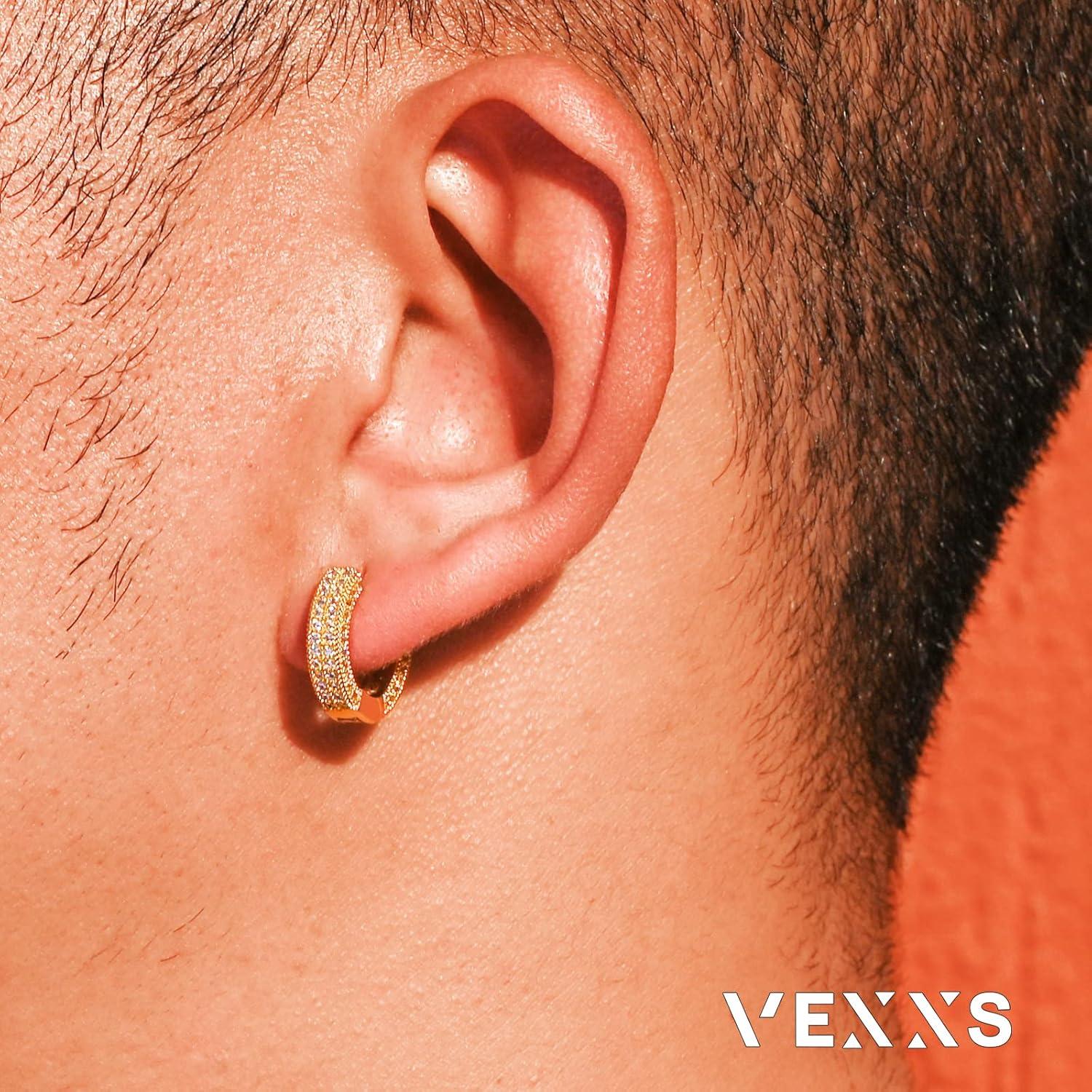 VEXXS 14K Gold vergoldete Zirkonia Ohrringe 5A CZ Iced Out