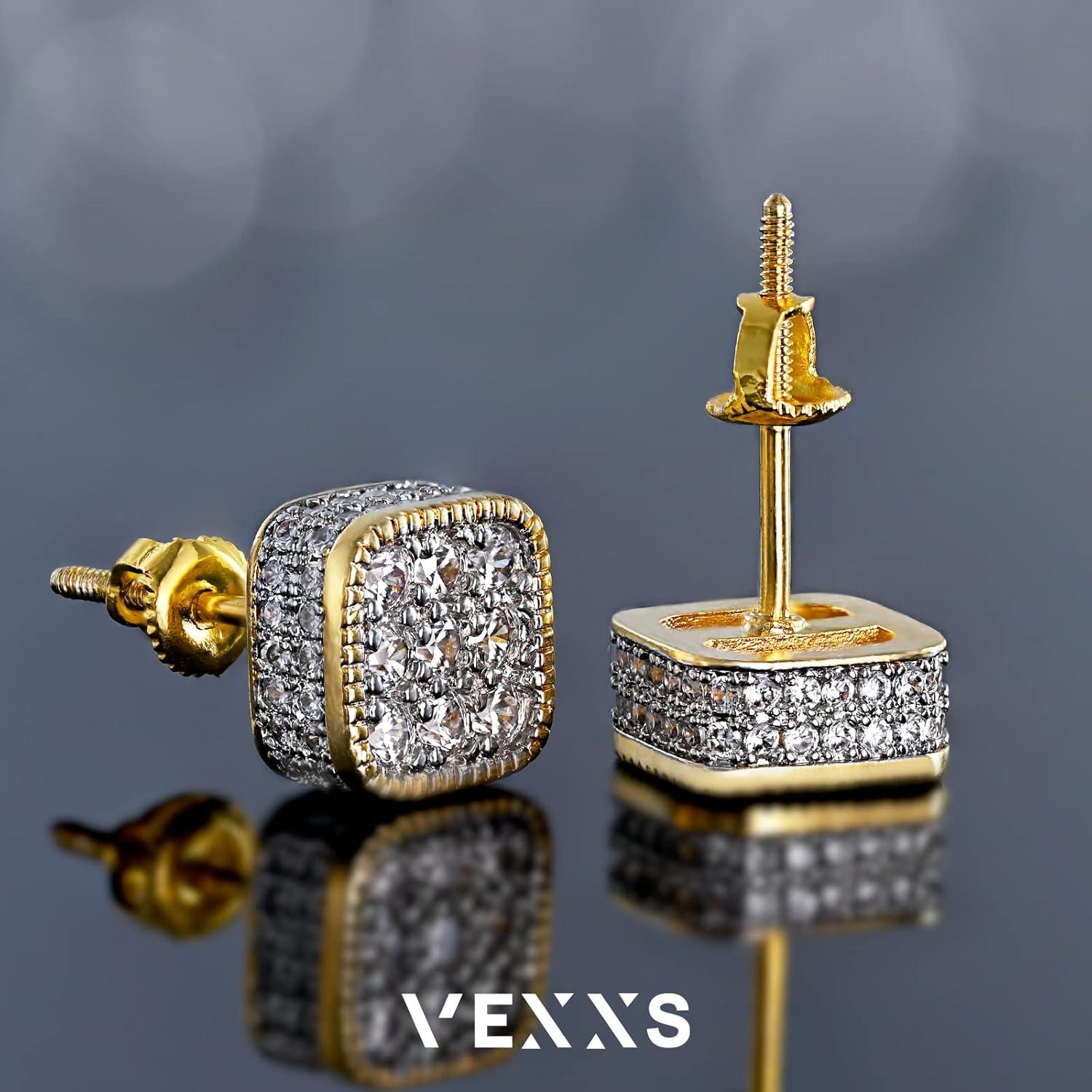 925 Silber Ohrstecker Gold Vergoldet 5A Zirkonia Iced Out Ohrringe
