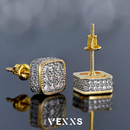 925 Silber Ohrstecker Gold Vergoldet 5A Zirkonia Iced Out Ohrringe