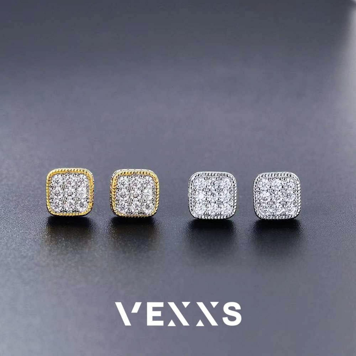 VEXXS Ohrstecker 925 Silber 14K Gold Vergoldet CZ 5A Steine