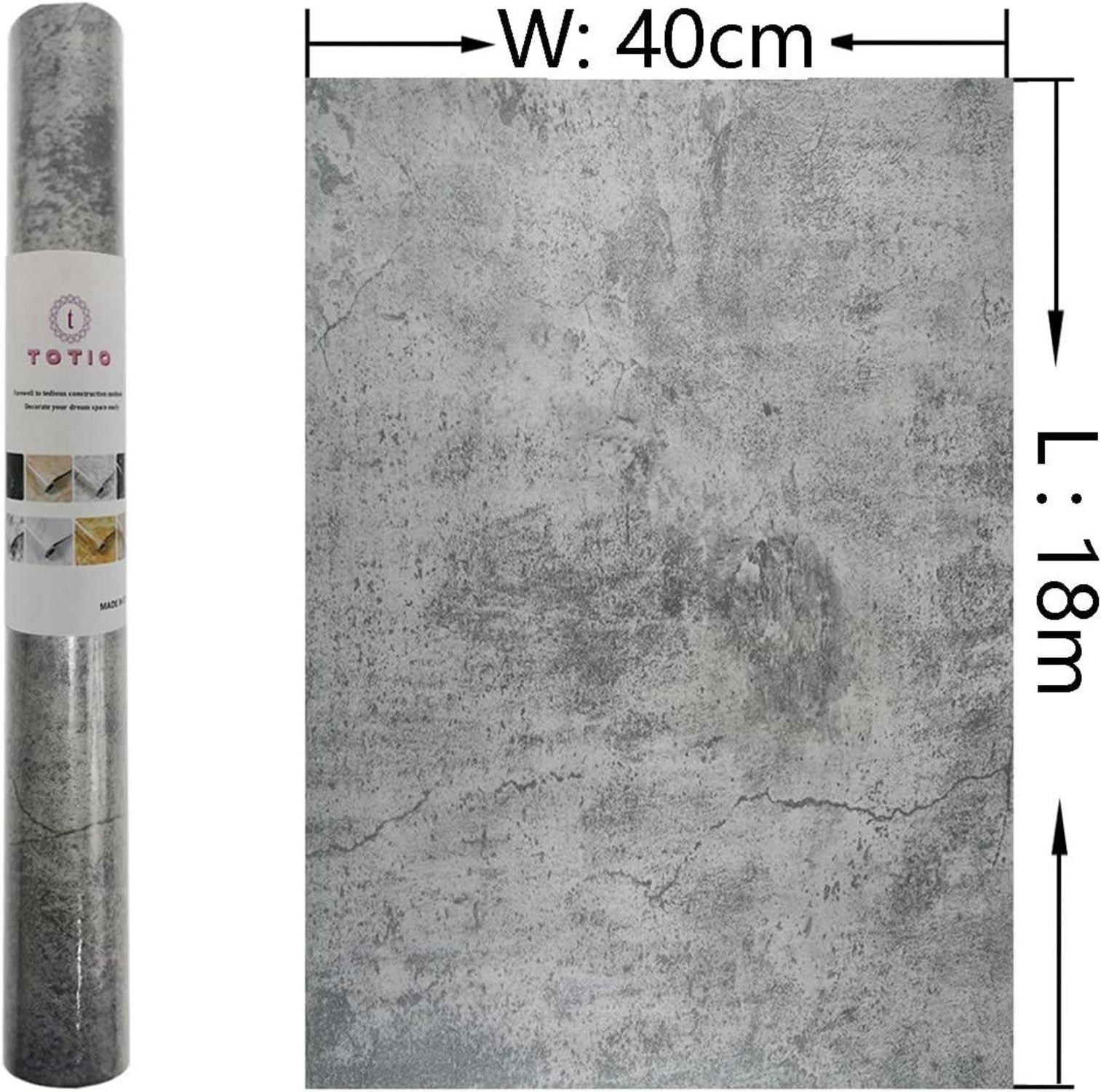 Graue Selbstklebefolie 3D Zementmuster Betonstruktur DIY Möbel Vintage 40x18m