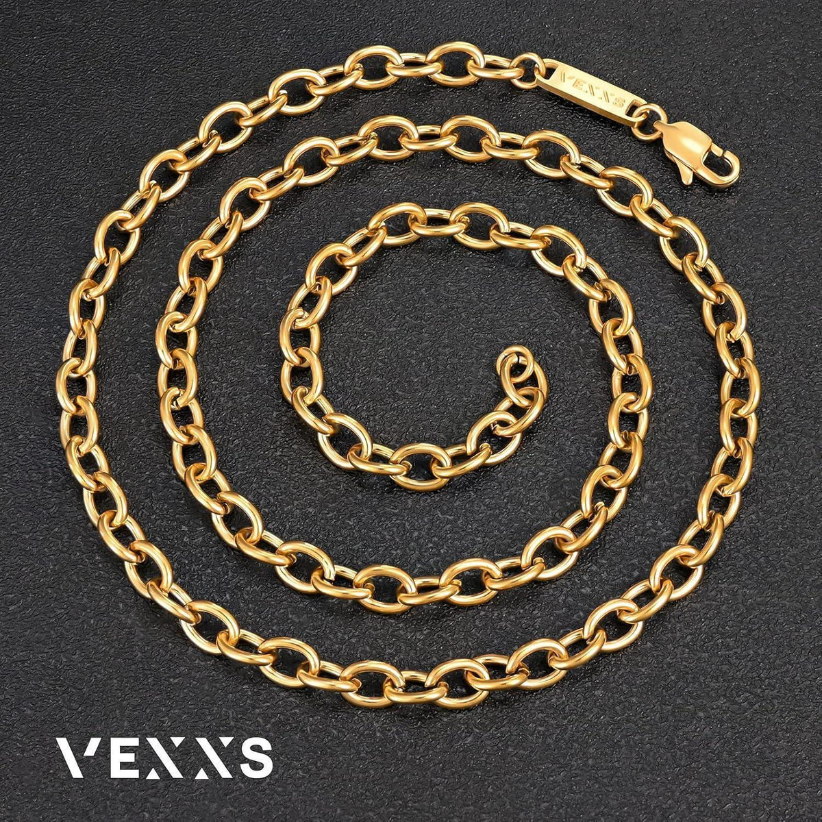 Kabelkette Halskette 18K Gold beschichtet Edelstahl für Damen Herren