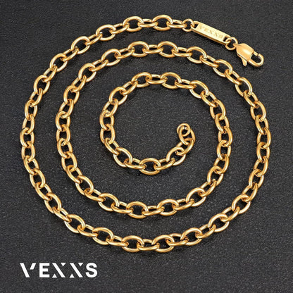 Kabelkette Halskette 18K Gold beschichtet Edelstahl für Damen Herren