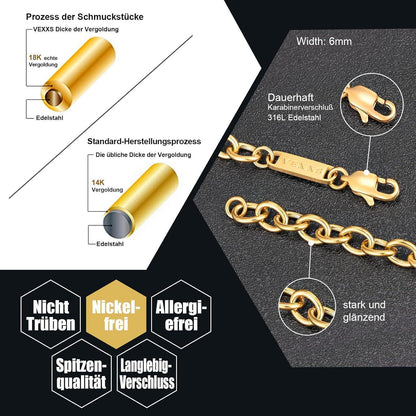 Kabelkette Halskette 18K Gold beschichtet Edelstahl für Damen Herren
