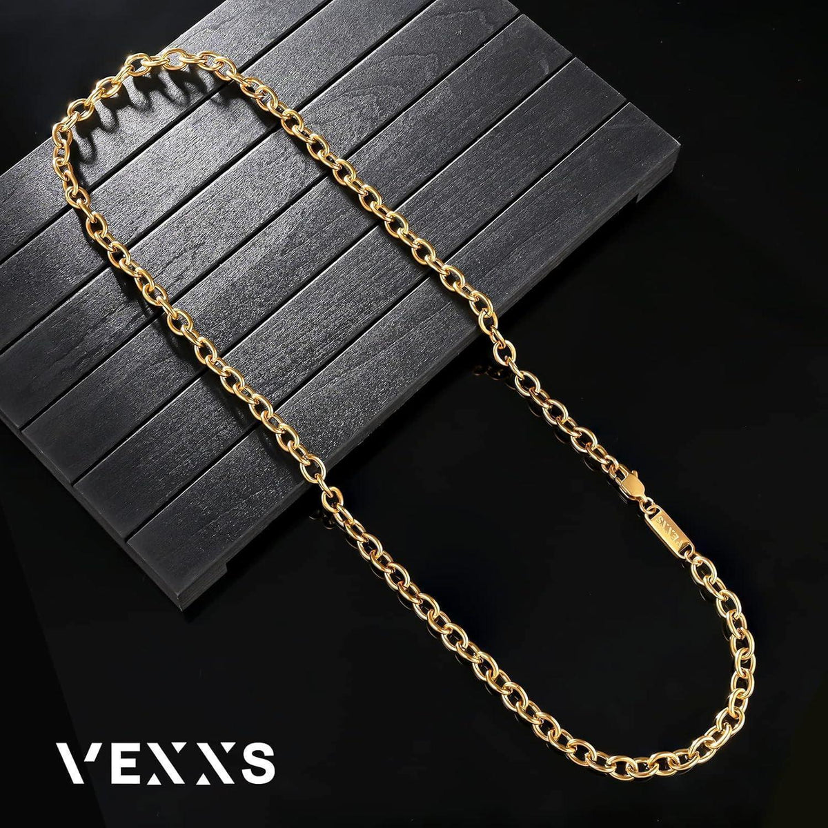 Kabelkette Halskette 18K Gold beschichtet Edelstahl für Damen Herren