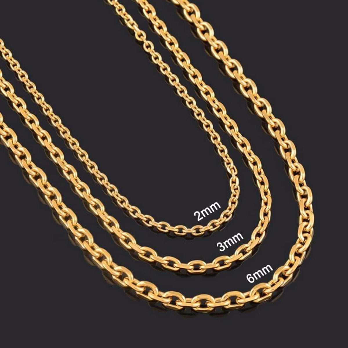 Kabelkette Halskette 18K Gold beschichtet Edelstahl für Damen Herren