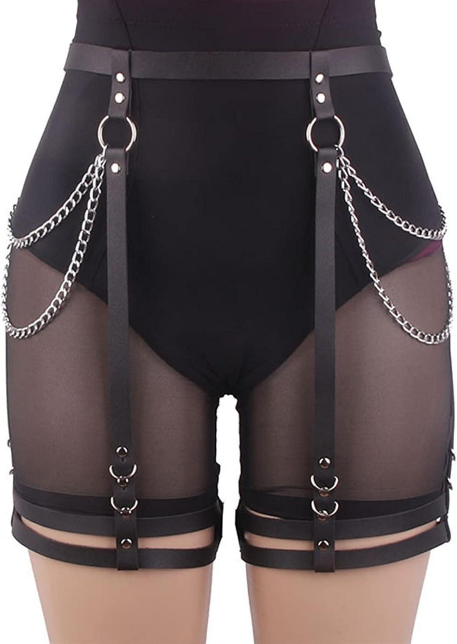 Punk Harness Damen Strumpfband Gürtel Hüftkette BDSM Dessous