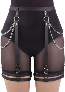 Punk Harness Damen Strumpfband Gürtel Hüftkette BDSM Dessous