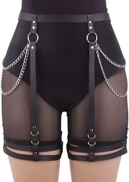 Punk Harness Damen Strumpfband Gürtel Hüftkette BDSM Dessous