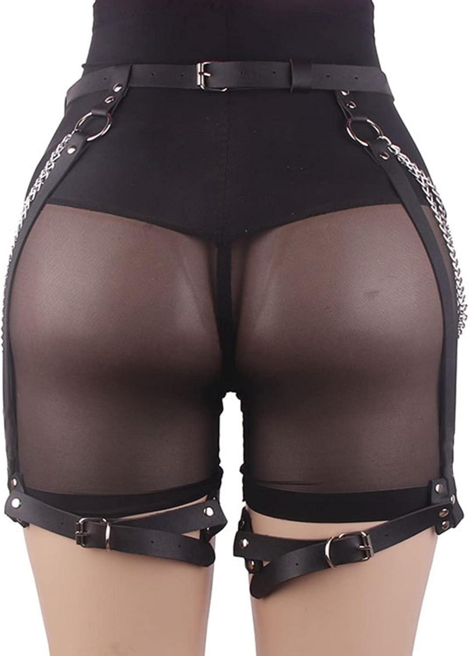 Sexy Punk Harness Damen Leder Strumpfband Gürtel Hüftketten BDSM