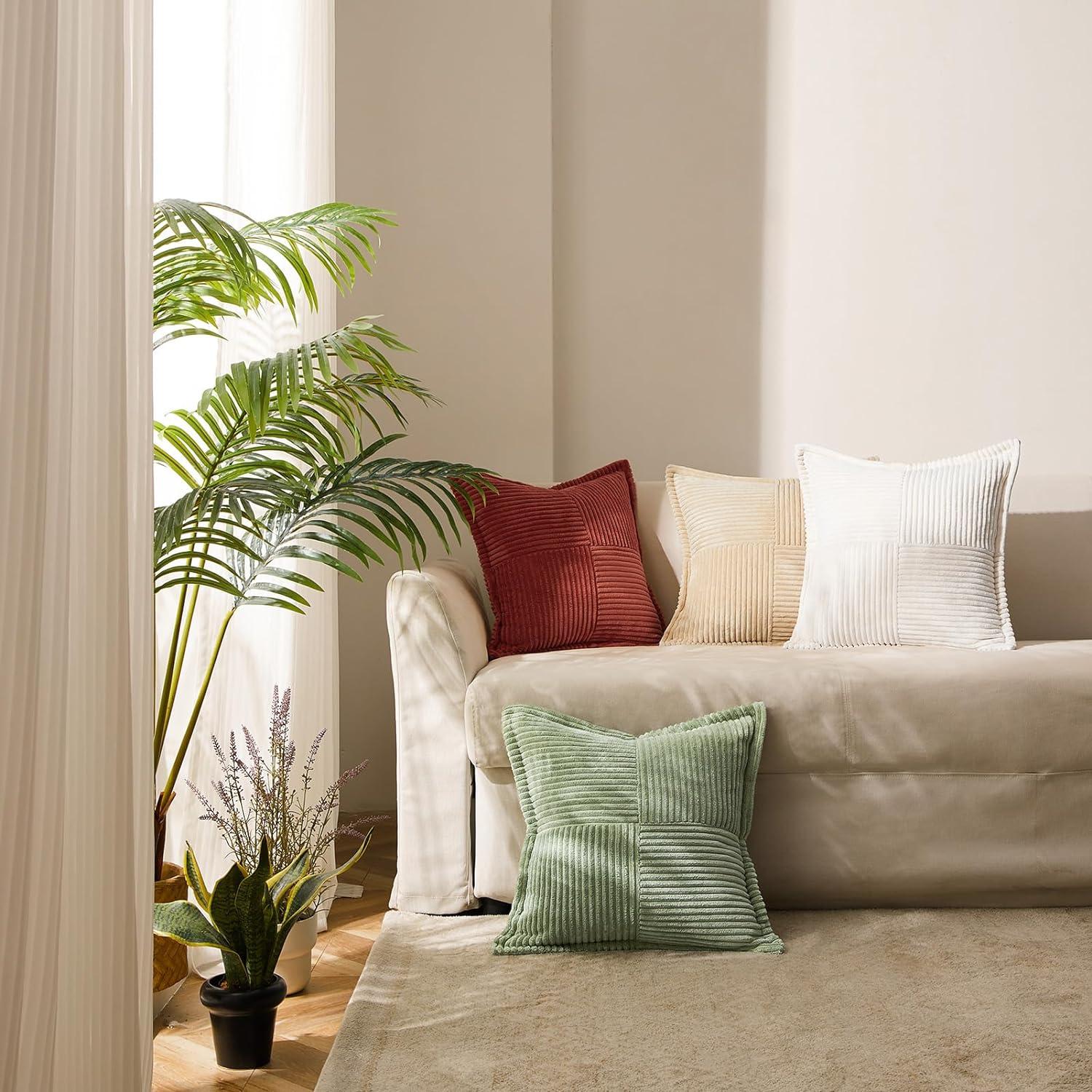 Topfinel Kissenbezug 40x40 grün Kordsamt 2er Set Sofa Deko