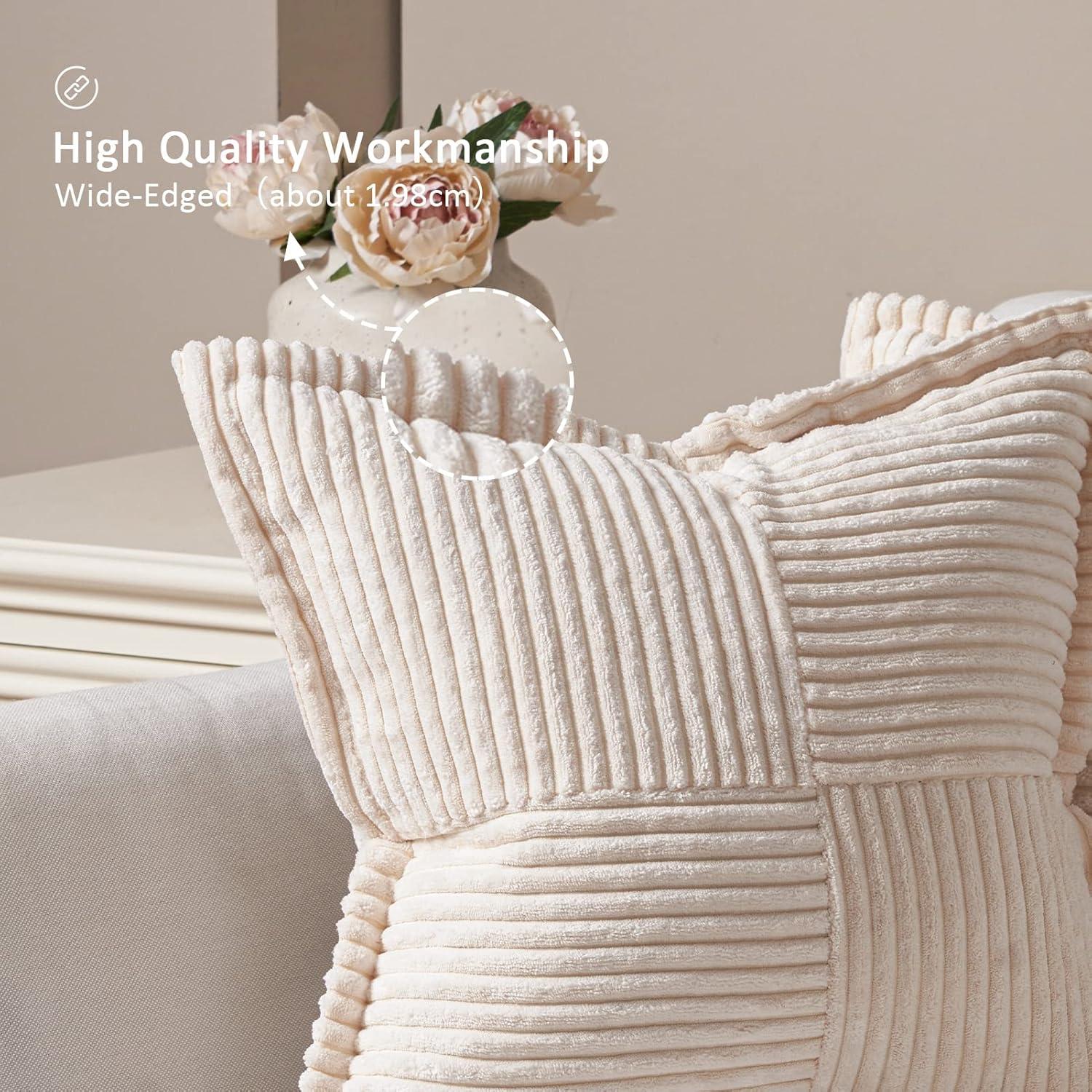 2er Set Kissenbezug 40x40 beige Kordsamt mit Verstecktem