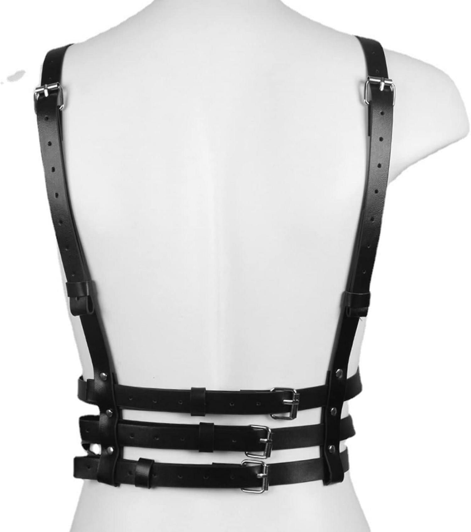 Punk Harness Damen Leder Body Brust Harness Gothic Kleidung Fesseln