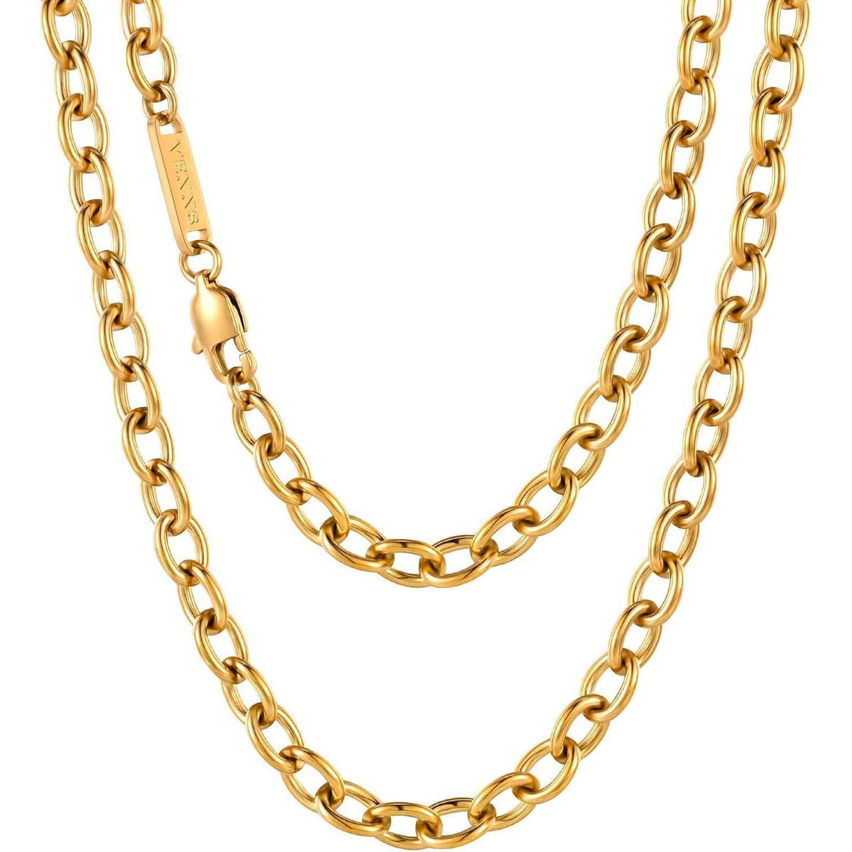 Kabelkette Halskette 18K Gold beschichtet Edelstahl für Damen Herren