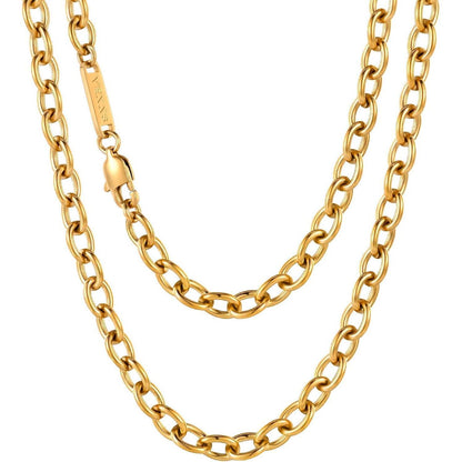 Kabelkette Halskette 18K Gold beschichtet Edelstahl für Damen Herren