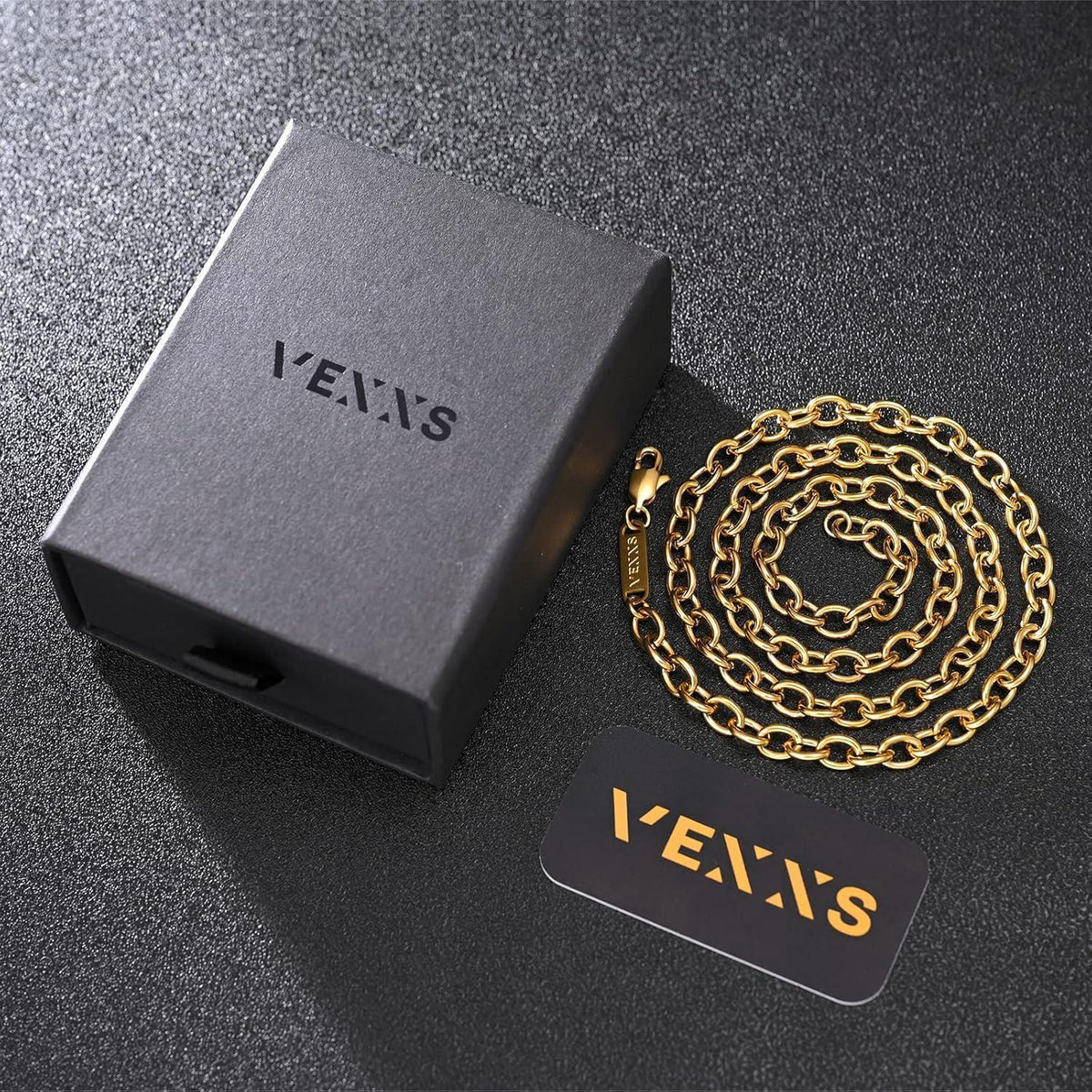 Kabelkette Halskette 18K Gold beschichtet Edelstahl für Damen Herren