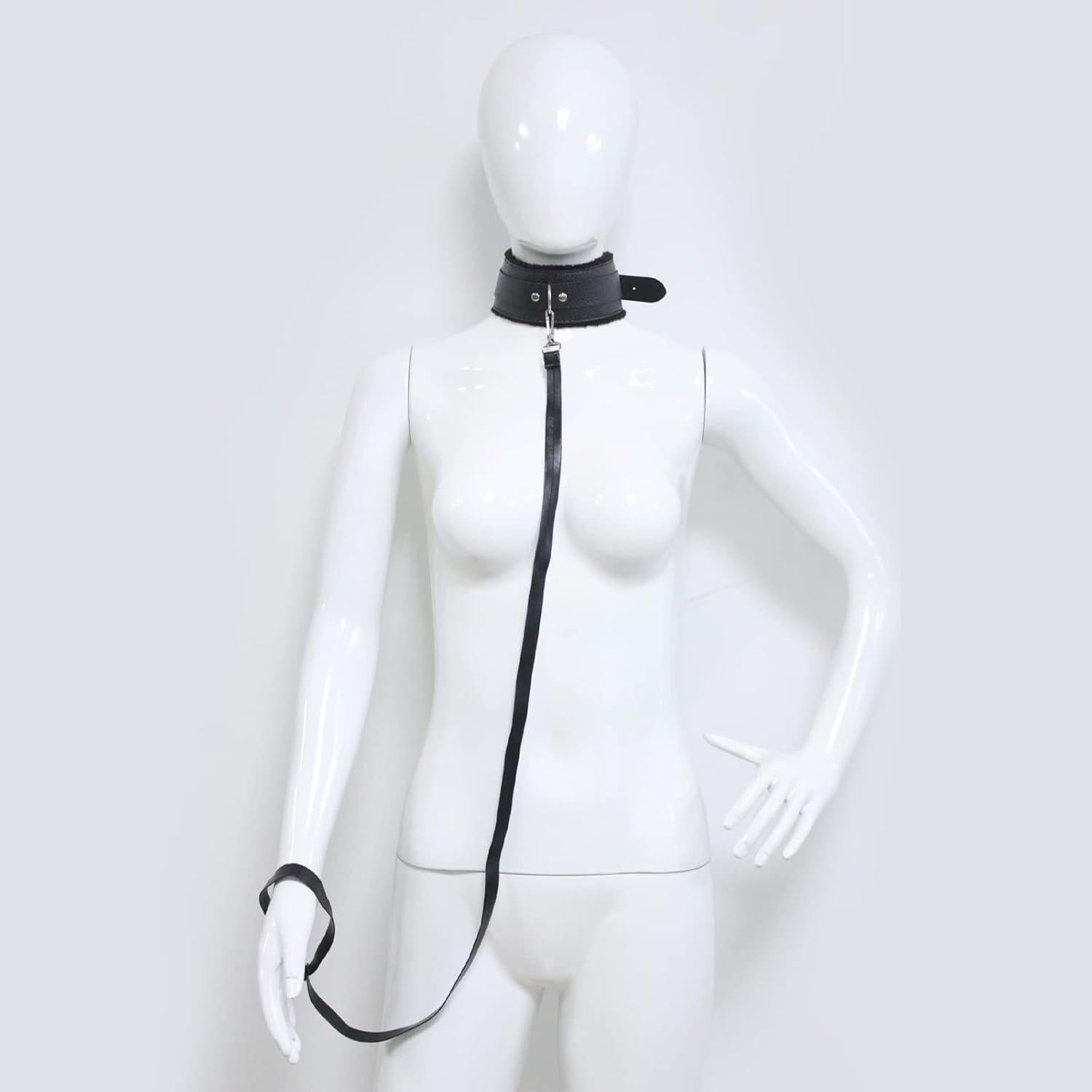 BDSMYOU SM Choker Halsband Set - BDSM Fesseln Peitsche weich Plüsch für Paare