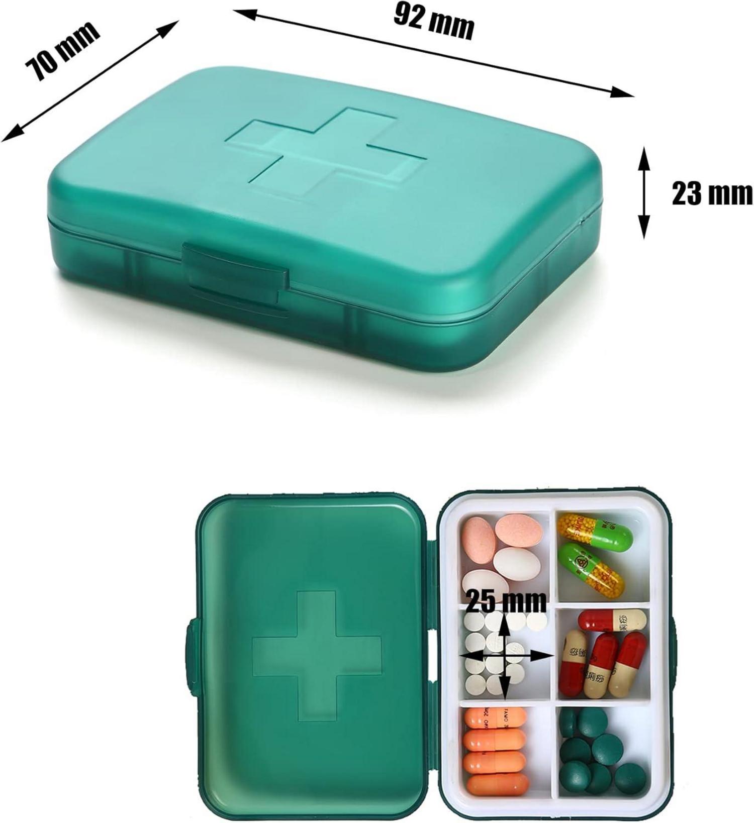 Wöchentlicher Pillen-Organizer mit 6 Fächern, tragbar, für 7