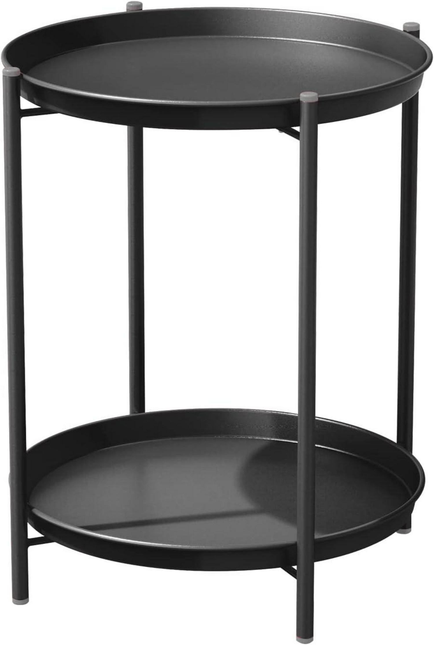Runder Beistelltisch mit abnehmbarer Schale, Metallgestell, 45x45x53cm