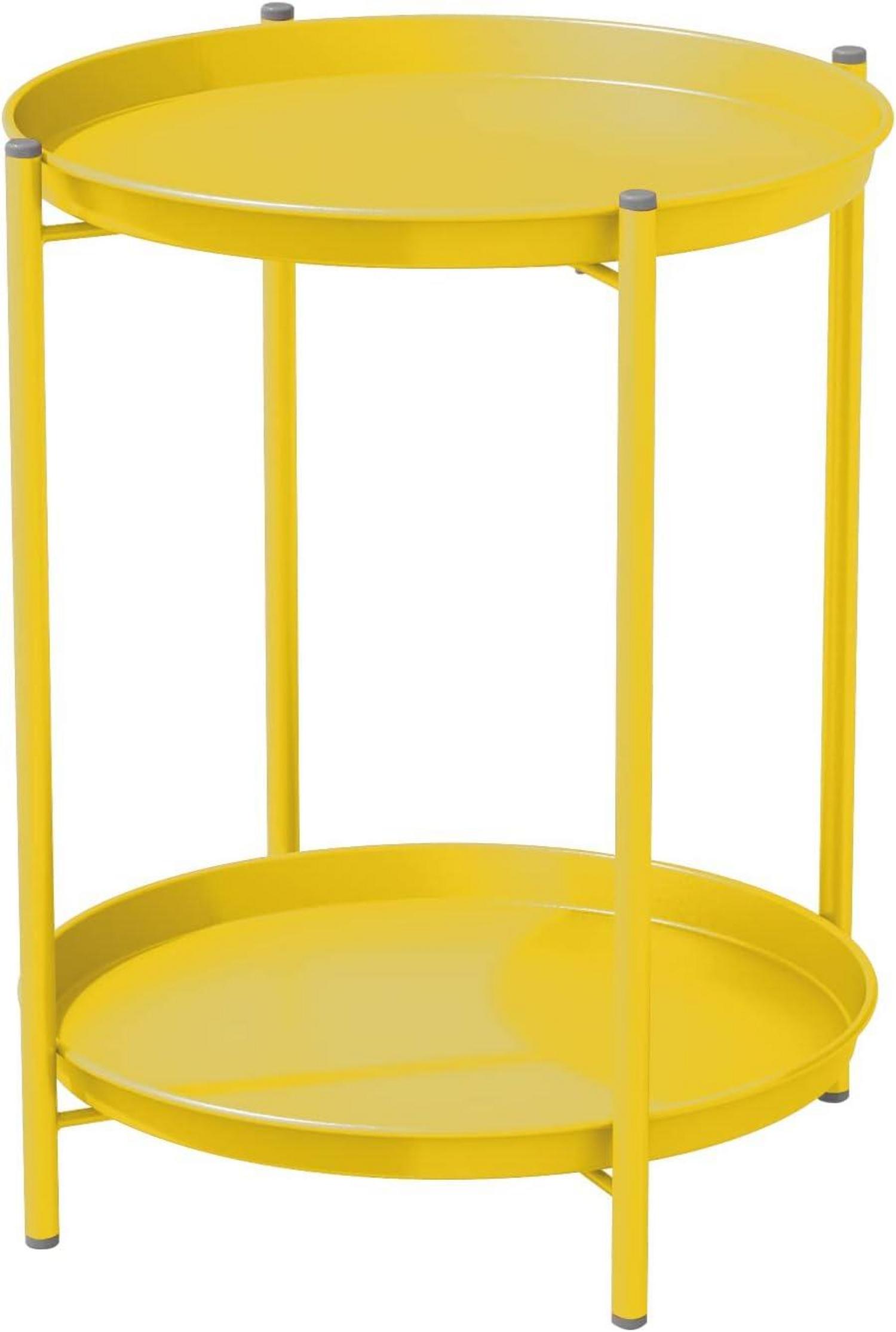 Beistelltisch mit 2 Ebenen Metall Gelb 45x45x53cm