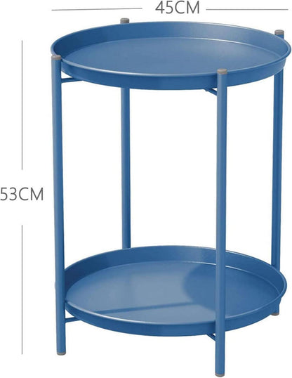 Runder Beistelltisch 2 Ebenen Metall abnehmbar 45x45x53cm