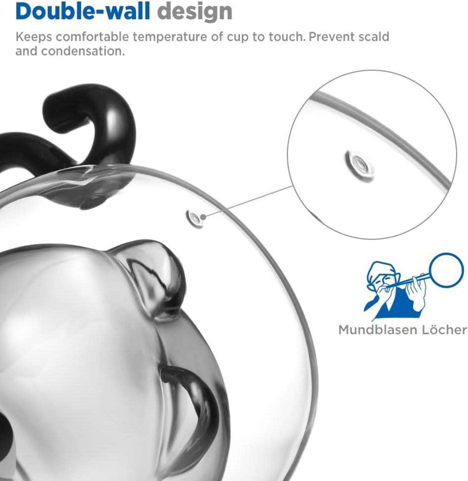 Doppelwandige Süße Katze Latte Macchiato Gläser 290ml - Geschenk für