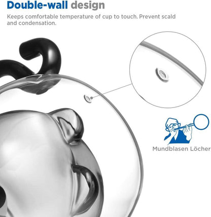 Doppelwandige Süße Katze Latte Macchiato Gläser 290ml - Geschenk für