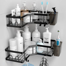 Duschablage ohne Bohren 2er Set Schwarz Edelstahl Organizer