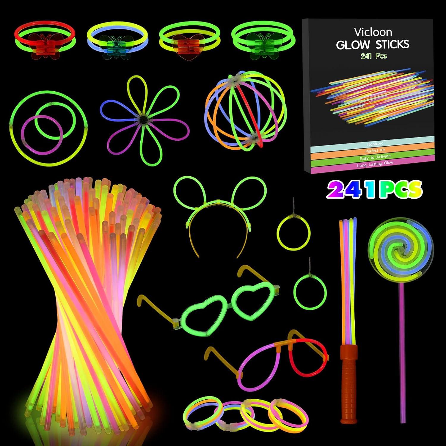 Knicklichter Party Set mit Zubehör - 241 Stück Glow Sticks Pack