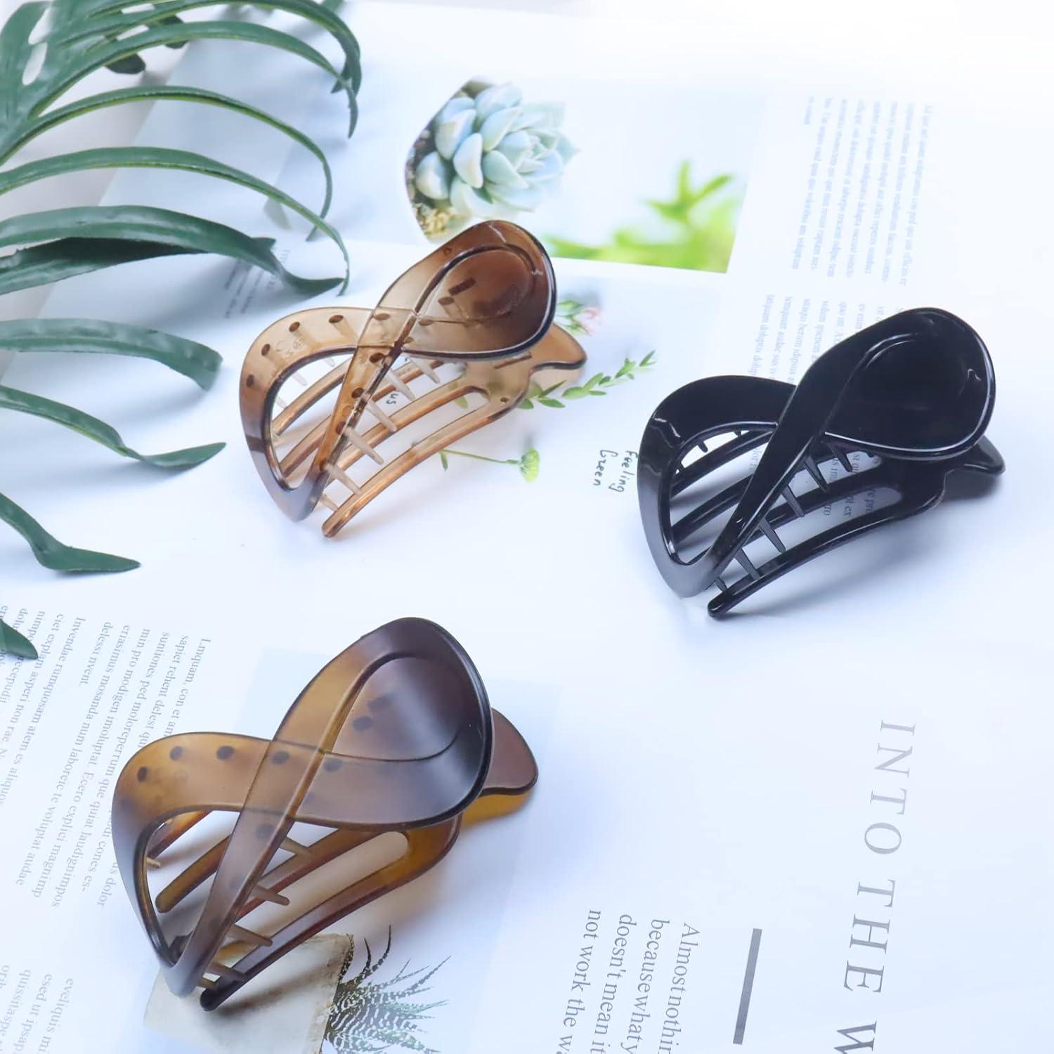 Haarspangen Damen Schildpatt Haarklammer Groß Rutschfest French Hair Clip