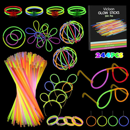 Knicklichter Party Set mit viel Zubehör 244 Stück Glow Sticks