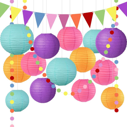 Bunte Papierlaterne 16 Stück Partydekoration Kindergeburtstag