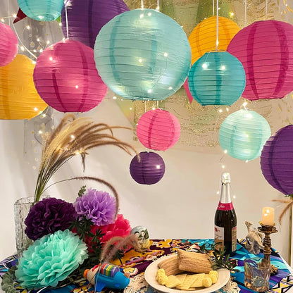 Bunte Papierlaterne 16er Set Deko Kindergeburtstag Hochzeit Feier