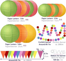 16 Papierlaternen Set für Sommer Party Deko in Gelb Orange