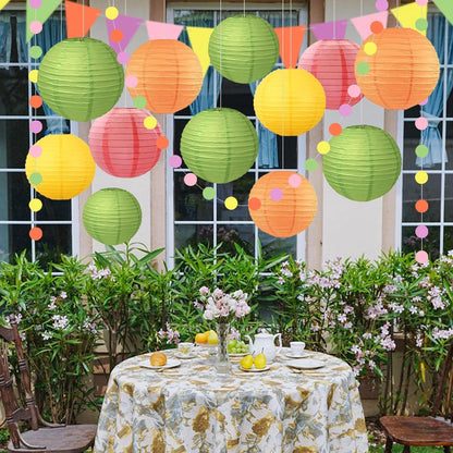 YBwanli Sommer Party Deko Papierlaterne Lampion Set 16 Stück Gelb Orange Grün