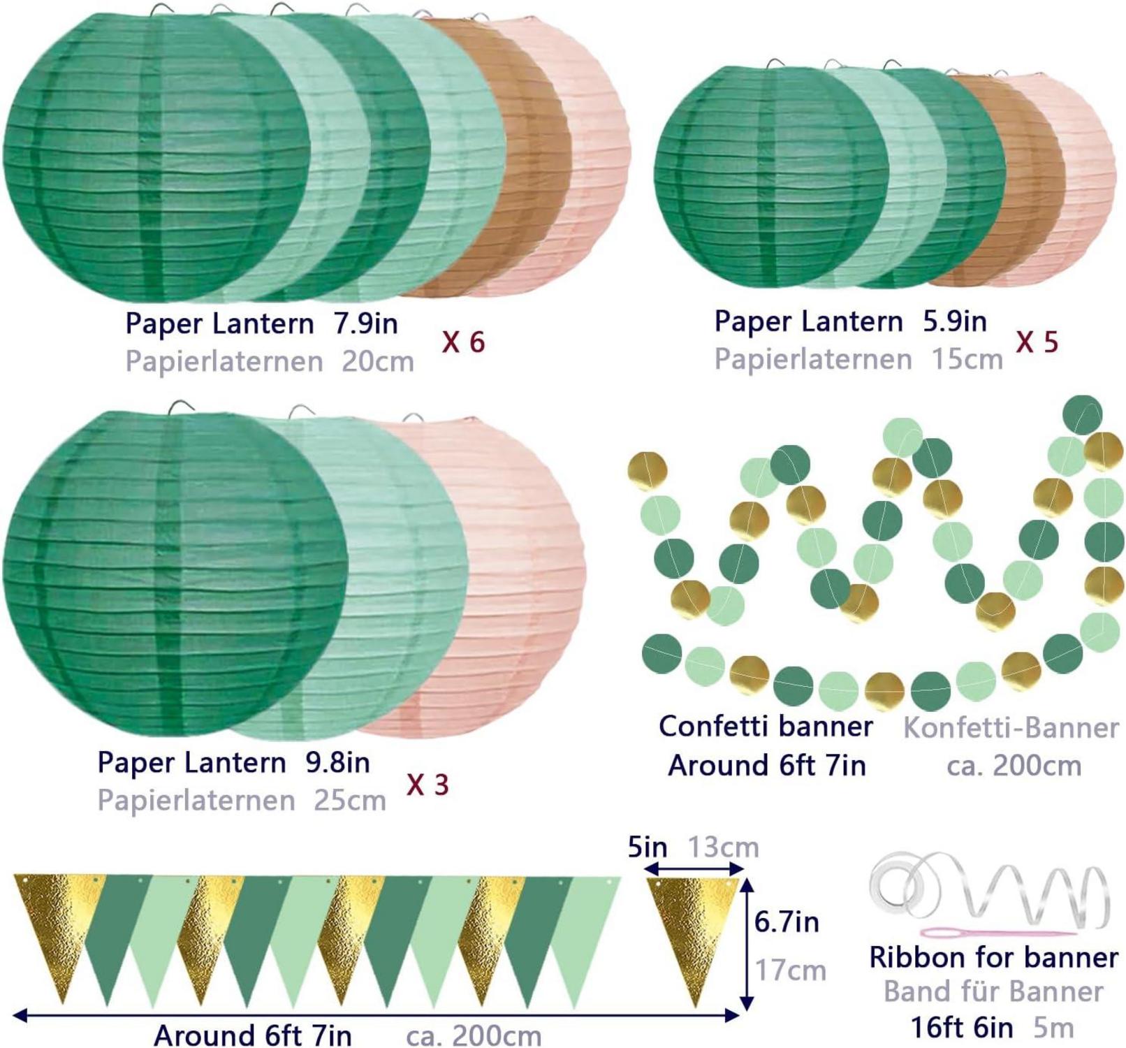 YBwanli Lampions Grün Papierlaterne