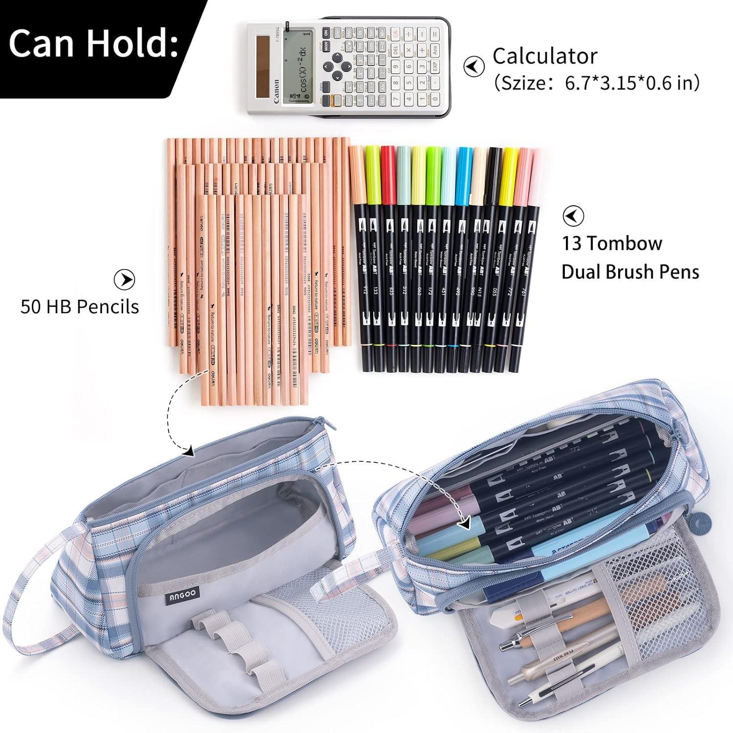 EASTHILL Big Capacity Pencil Case Canvas Storage Bag for