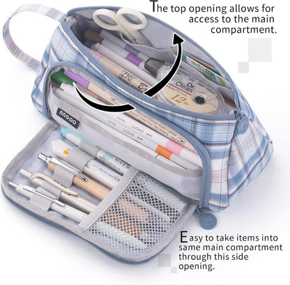 EASTHILL Large Capacity Pencil Case Canvas Storage Pouch Marker Pen Stationery Bag Organizer