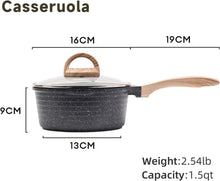 JEETEE Antihaft-Kasserolle 16cm 1.5L mit Deckel für alle