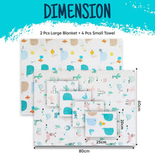 6er Set Babytücher Baumwolle Tier-Motiv Waschlappen 60x80cm