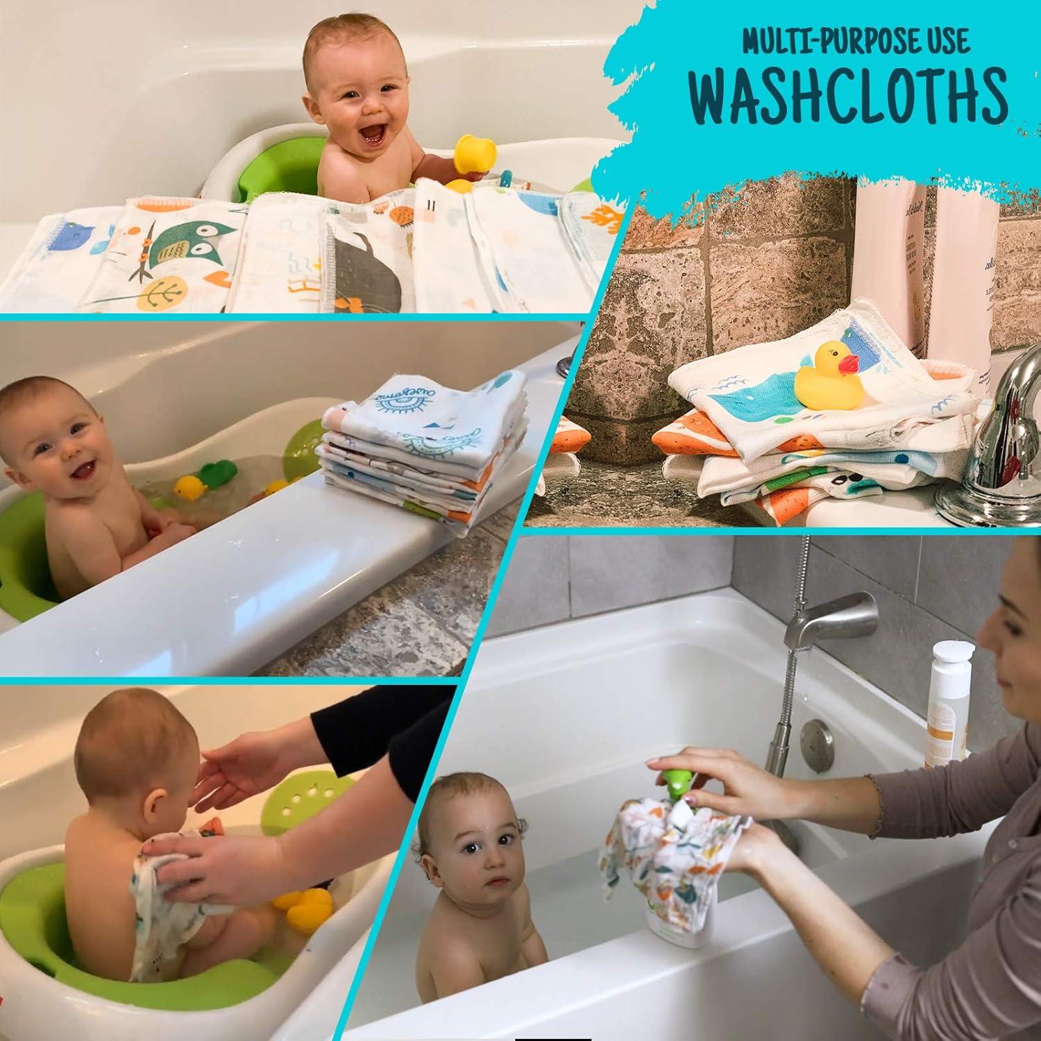 6er Set Babytücher aus 100% Baumwolle mit Tiermotiven - Waschlappen und