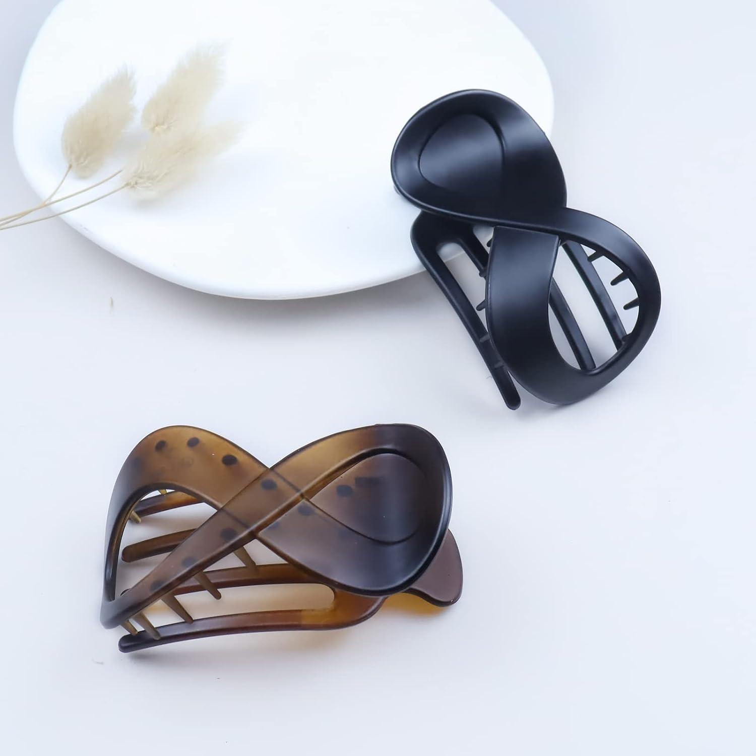 2er Set Große Haarspangen Damen Schildpatt Französisch Hair Clip