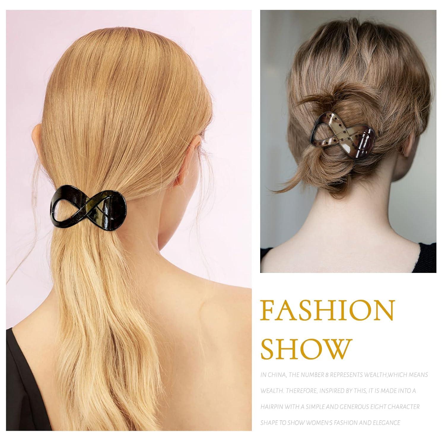 2er Set Damen Haarspangen Schildpatt Groß Rutschfest Französisch Hair Clip