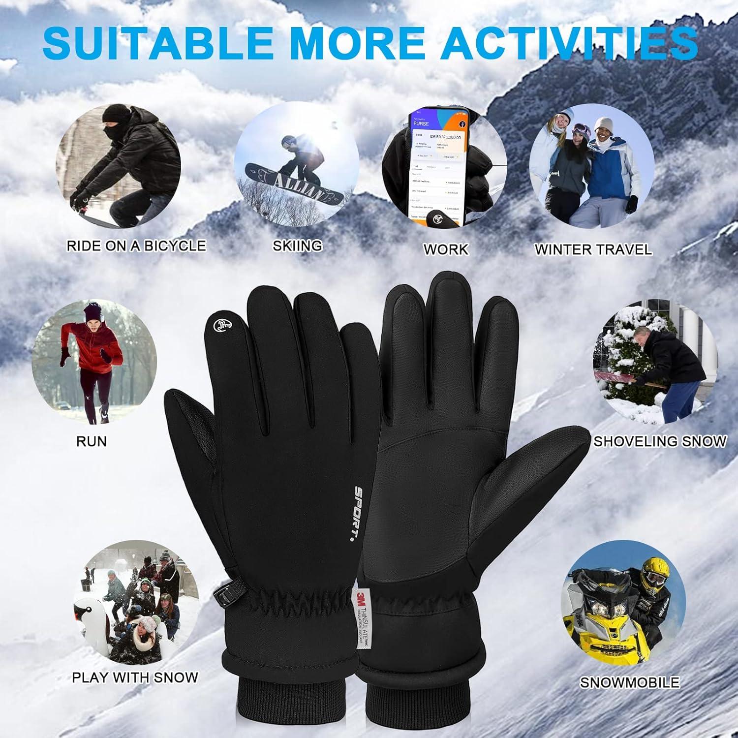 Winterhandschuhe Herren Damen Wasserdicht Skihandschuhe 3M Thinsulate