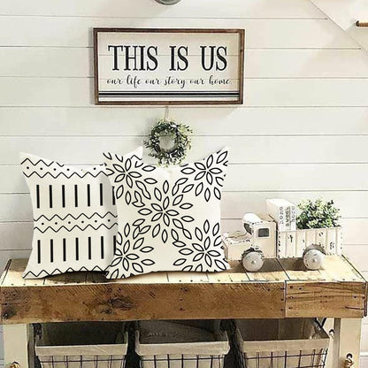 Kissenbezüge 4er Set Leinen Dekokissen Sofa Gartenbett 60x60cm Creme