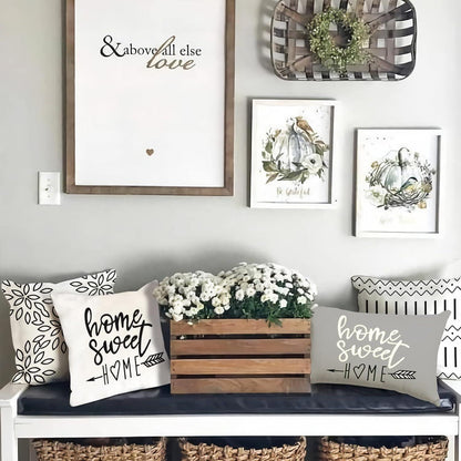 4er Set Kissenbezüge Leinen 60x60cm Creme